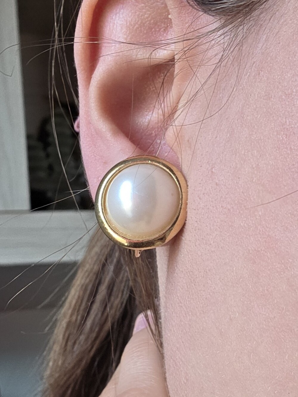 Napier Gold Pearl Button Earrings